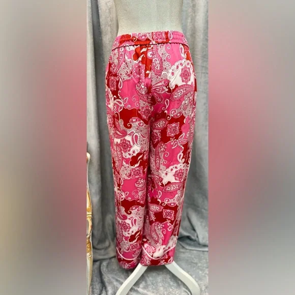 Vibrant Pink and Red Paisley Blouse and Pants